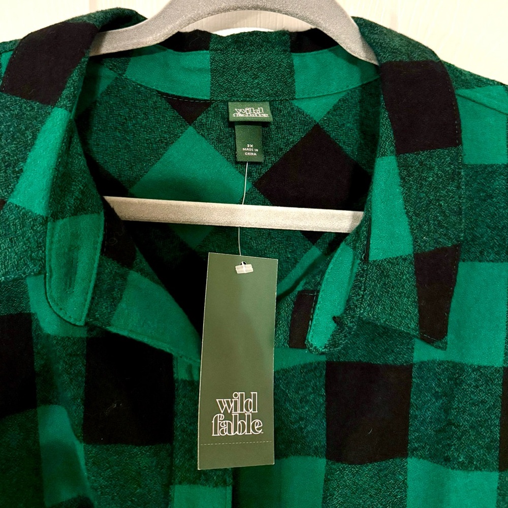Wild Fable Green and Black Checkered Shirt - Picture 3 of 6